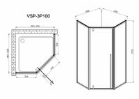 Душевой уголок Vincea Penta 100х100 профиль Хром стекло прозрачное арт-VSP-3P100CL — фото 7, Душевые уголки трапеция