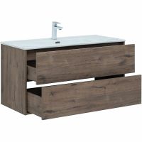 Товар: Тумба под раковину Aquanet Lino 100 Flat подвесная Дуб веллингтон арт-287545 - фото 4 Тумба под раковину Aquanet Lino 100 Flat подвесная Дуб веллингтон арт-287545 — фото 4, Тумбы под раковину