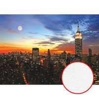 Фреска Ortograf Небоскребы 3490 Фактура бархат FX Флизелин (3,8*2,7) Синий/Черный/Оранжевый, Город арт-3490 (бархат FX) — фото 1, Фрески