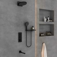 Душевая система Vincea Inspire с термостатом Вороненая сталь арт-VSFW-433TI1RGM — фото 1, Встраиваемые душевые комплекты