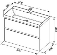 Тумба под раковину Aquanet Гласс 90 подвесной Белая арт-196960 — фото 10, Тумбы под раковину