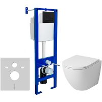 Комплект унитаза Grossman GR-4455S с инсталляцией Berges Atom 410 040340 с сиденьем Микролифт и Черной матовой клавишей смыва арт-GR-4455S+040340 — фото 1, Комплекты унитаз + инсталляция