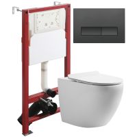 Товар: Комплект унитаза с инсталляцией Orange с сиденьем Микролифт и Черной матовой клавишей смыва арт-CI07-150W+APB244 - фото 1 Комплект унитаза с инсталляцией Orange с сиденьем Микролифт и Черной матовой клавишей смыва арт-CI07-150W+APB244 — фото 1, Комплекты унитаз + инсталляция