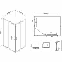 Душевой уголок Vincea City 100х80 профиль Хром стекло текстурное арт-VSS-5CT8010MT — фото 5, Прямоугольные душевые уголки