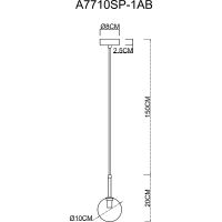 Подвесной светильник Artelamp Cameron Прозрачный Античная бронза арт-A7710SP-1AB — фото 4, Подвесные светильники