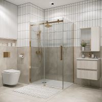 Душевой уголок Grossman Classic 100х80 профиль Золото сатин стекло прозрачное арт-120.K33.04.1080.32.00 — фото 1, Прямоугольные душевые уголки