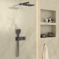 Товар: Душевая система Vincea с термостатом Вороненая сталь арт-VSFW-422T1GM - фото 3 Душевая система Vincea с термостатом Вороненая сталь арт-VSFW-422T1GM — фото 3, Встраиваемые душевые комплекты