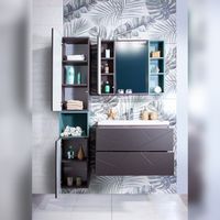 Тумба под раковину Бриклаер Кристалл 80 подвесная Софт Графит Ясень Анкор темный арт-4627125414534 — фото 6, Тумбы под раковину