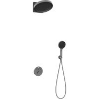 Душевая система Vincea Inspire с термостатом Вороненая сталь арт-VSFW-3I22MT3GM — фото 1, Встраиваемые душевые комплекты