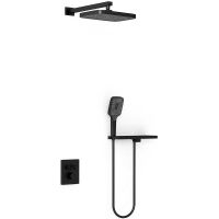 Душевая система Vincea Inspire с термостатом Черная матовая арт-VSFW-321MT1RMB — фото 1, Встраиваемые душевые комплекты