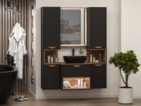 Шкаф пенал Brevita Bergen 35 L подвесной Черный матовый Дуб Галифакс олово арт-BER-05035-02-19-ПоЛ — фото 6, Пеналы для ванной комнаты