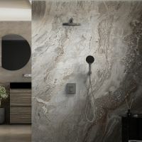 Душевая система Vincea Inspire с термостатом Вороненая сталь арт-VSFW-3I21T2GM — фото 3, Встраиваемые душевые комплекты