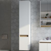 Шкаф пенал STWORKI Стокгольм 32 L 1A227503SG01L подвесной Белый Светлое дерево арт-405958 — фото 4, Пеналы для ванной комнаты