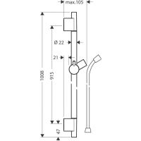 Душевая штанга Hansgrohe Unica S Puro Белый матовый арт-28631700 — фото 3, Штанги для душа