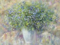 Фреска Ortograf Цветы 8021 Фактура бархат FX Флизелин (3,6*2,7) Зеленый/Голубой, Цветы/Живопись арт-8021 (бархат FX) — фото 2, Фрески