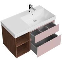 Тумба под раковину Kerama Marazzi Cubo 90 R CUB.90.2Rh\MAL.N подвесная Мальва матовый Структурированный орех арт-CUB.90.2Rh\MAL.N — фото 3, Тумбы под раковину