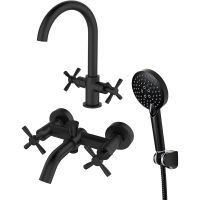 Комплект смесителей Orange Mia Черный арт-M34-381b — фото 5, Готовые комплекты для ванной комнаты