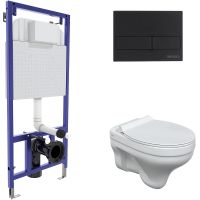 Комплект унитаза с инсталляцией Berges Novum с сиденьем Микролифт и Черной клавишей смыва арт-042439 — фото 1, Комплекты унитаз + инсталляция