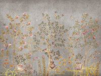 Фреска Ortograf Silver&Gold 32813 Фактура флок FLK Флизелин (3,6*2,7) Серый/Разноцветный, Деревья/Цветы/Птицы арт-32813 (флок FLK) — фото 2, Фрески