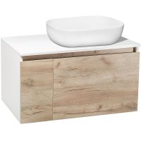 Тумба под раковину Runo Бари 80 подвесная Крафт дуб Белая арт-00-00001375 — фото 1, Тумбы под раковину