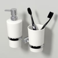 Дозатор для жидкого мыла WasserKRAFT со стаканом для зубных щеток Хром арт-K-28289 — фото 2, Дозаторы