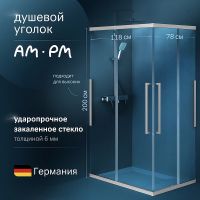 Душевой уголок AM.PM Func 120x80 профиль Хром матовый стекло прозрачное арт-W84G-403-12080-MТ — фото 1, Прямоугольные душевые уголки