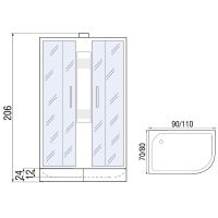 Душевая кабина River Nara Б/К 90х70 МТ L с поддоном арт-10000003637 — фото 3, Душевые кабины