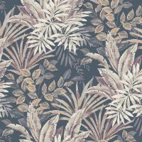 Обои Grandeco Time 3 Винил на флизелине (1,06*10,05) Синий/Розовый/Коричневый, Листья/Рогожка арт-TJ 3212 — фото 1, Обои для стен