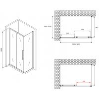 Душевой уголок Abber Schwarzer Diamant 160x100 профиль Черный стекло матовое арт-AG30160BMH-S100BM — фото 5, Прямоугольные душевые уголки
