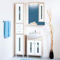 Зеркало со шкафом Бриклаер Бали 62 R с подсветкой Светлая лиственница Белое глянцевое арт-4627125412004 — фото 4, Зеркальные шкафы в ванную