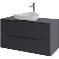 Тумба с раковиной Orange Line 100 подвесная Графит матовый арт-Li-100TugMDF+B07-500W — фото 1, Тумбы с раковиной