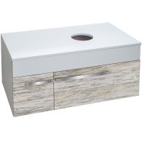 Тумба под раковину Runo Вудлайн 85 подвесная Белая Дуб скандинавский арт-00-00001010 — фото 1, Тумбы под раковину