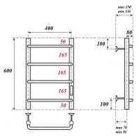 Товар: Электрический полотенцесушитель Point Ника П4 400x600 диммер справа Черный арт-PN08846B - фото 3 Электрический полотенцесушитель Point Ника П4 400x600 диммер справа Черный арт-PN08846B — фото 3, Электрические полотенцесушители