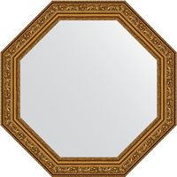 Зеркало Evoform Octagon 50х50 в багетной раме - Виньетка состаренное золото 56 мм арт-BY 3688 — фото 1, Зеркала в ванную комнату