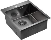 Кухонная мойка Paulmark Kroner 45 Вороненая сталь арт-PM214551-GM — фото 2, Кухонные мойки