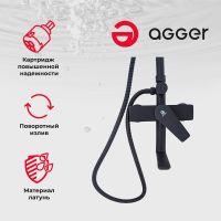 Душевая система Agger Brilliant Черная матовая арт-A0394444 — фото 4, Душевые стойки