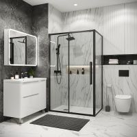 Душевой уголок Grossman Cosmo 110х90 профиль Черный матовый стекло прозрачное арт-120.K33.02.1190.21.00 — фото 1, Прямоугольные душевые уголки