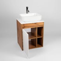 Тумба под раковину VIANT Бостон 65 подвесная Белая Дуб Вотан арт-VBOS65N-T1STP — фото 3, Тумбы под раковину