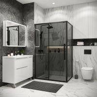 Душевой уголок Grossman Cosmo 130х80 профиль Черный матовый стекло тонированное арт-120.K33.02.1380.21.10 — фото 1, Прямоугольные душевые уголки