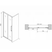 Душевая дверь Abber Schwarzer Diamant 140 профиль Хром стекло матовое арт-AG30140MH — фото 5, Раздвижные душевые двери