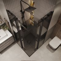 Душевой уголок Grossman Classic 80х80 профиль Черный матовый стекло тонированное арт-300.K33.04.8080.21.10 — фото 4, Квадратные душевые уголки