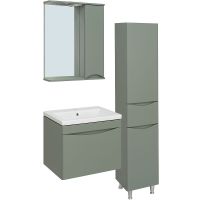 Зеркало со шкафом Runo Афина 60 с подсветкой Цемент арт-00-00001207 — фото 3, Зеркальные шкафы в ванную