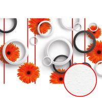 Фреска Ortograf 3D 30742 Фактура бархат FX Флизелин (4,2*2,7) Белый/Оранжевый/Черный, Цветы/Абстракция арт-30742 (бархат FX) — фото 1, Фрески