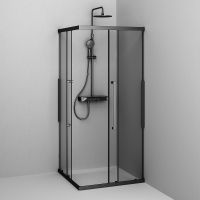 Душевой уголок AM.PM Func 90x90 профиль Черный матовый стекло прозрачное арт-W84G-403-9090-BТ — фото 10, Квадратные душевые уголки