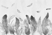 Фреска Ortograf Levity 33351 Фактура флок FLK Флизелин (4*2,7) Серый, Перья арт-33351 (флок FLK) — фото 2, Фрески