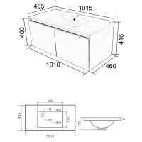 Тумба с раковиной Orange Квадро 100 подвесная Белый глянец арт-KV-100TUW+Ra — фото 5, Тумбы с раковиной