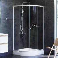 Душевой уголок AM.PM X-Joy Twin Slide 90х90 профиль Хром матовый стекло прозрачное арт-W88E-205-090MT64 — фото 1, Душевые уголки четверть круга