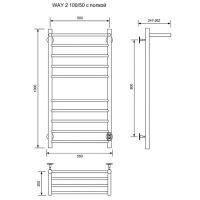 Электрический полотенцесушитель Ника Way-2 100/50 U с полкой Хром арт-WAY-2 100/50 с/п  U — фото 4, Электрические полотенцесушители