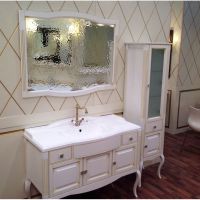 Тумба под раковину Opadiris Лаура 120 Белая матовая с золотой патиной ручки Swarovski Золото арт-Z0000009324 — фото 4, Тумбы под раковину