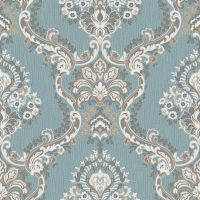 Обои Roberto Borzagi King Винил на флизелине (1,06*10) Голубой, Дамаск арт-90115-7 — фото 1, Обои для стен